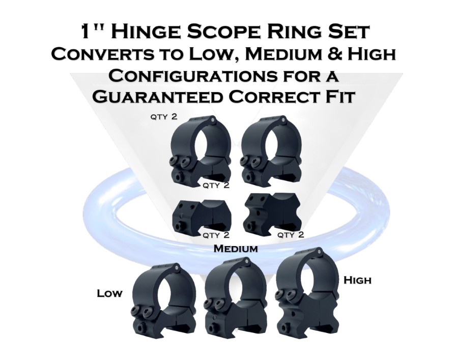 VersaRing 1" Hinge Scope Rings Low, Medium, High