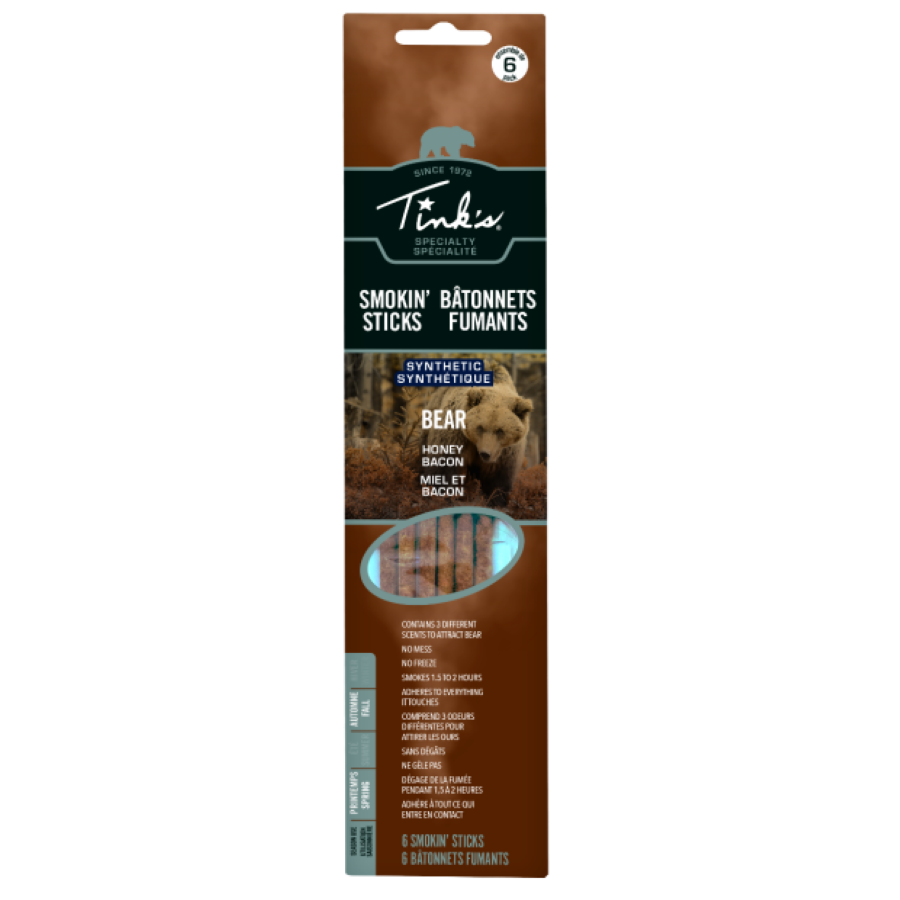 Tink's W6108BL Smokin' Sticks Bear Honey Bacon, 6 pack (076354) 